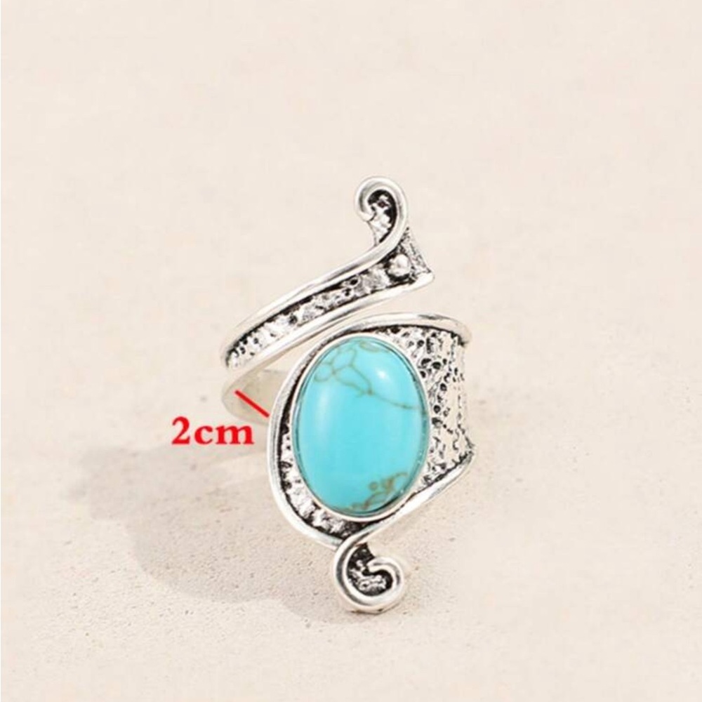 ✨NEW Boho Elegant Turquoise and Silver Women's adjustable Ring - Picture 4 of 7